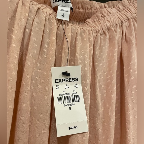 Express Blush Off the Shoulder Tie Shirt - Picture 5 of 6